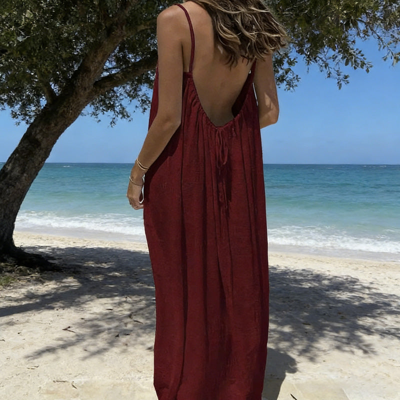Women's Solid Color Cami Lounge Dress, Ladies Sleepwear for Indoor Wear